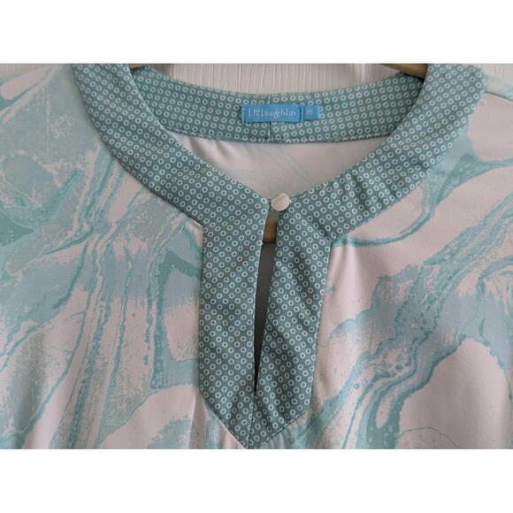 J McLaughlin Dress Women XS Turquoise White Pattern Sheath Casual Preppy Classic - Picture 8 of 14